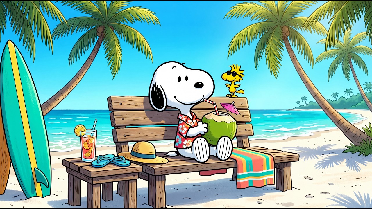Snoopy's Tropical Island Beach Cafe 🥥🌴 Relaxing Summer Jazz