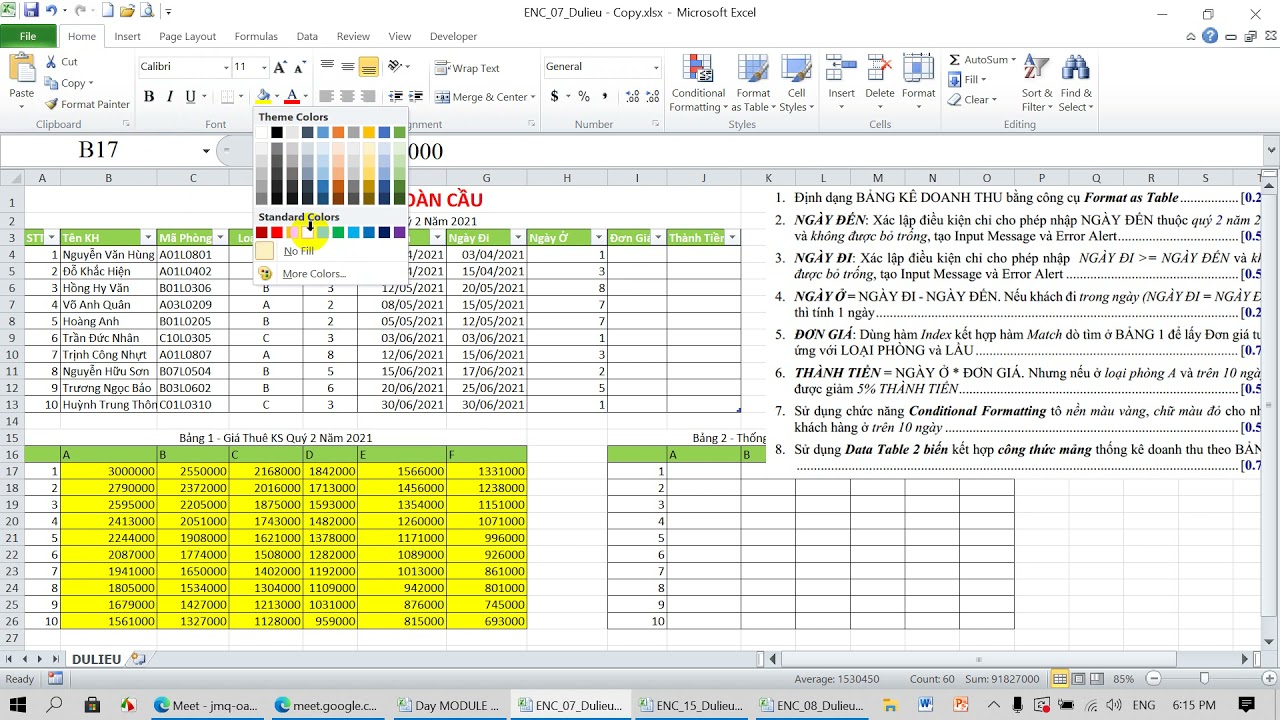 Đề 07 - Excel nâng cao