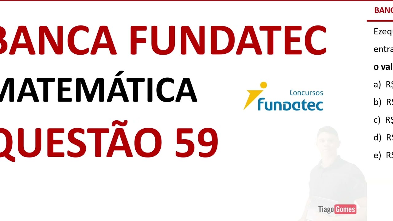 BANCA FUNDATEC 👉 QUESTÃO 59 MATEMÁTICA NÍVEL MÉDIO #matemática EBOOK 02