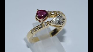 diamonds and ruby, handmade 18KT gold ring