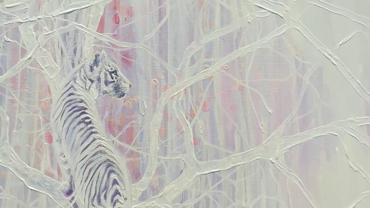 white tiger white world painting by Gill Bustamante YouTube