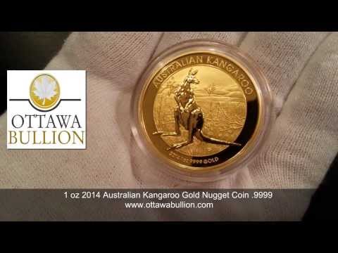 1 oz 2014 Australian Kangaroo Gold Nugget Coin OttawaBullion.com