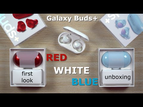 RED Galaxy Buds+ (Plus) Unboxing and FIRST LOOK (also Cloud Blue