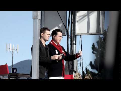 Stephen Colbert, Michael Buble sing Canadian and A...