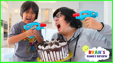 Ryan Laser Tag Blasters Challenge vs Daddy for Cake!!!!!
