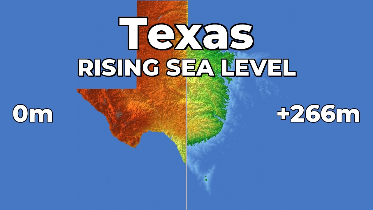 (4K) Rising Sea Level - Texas 🇺🇸 🌵🌊 #geography #map #usa #texas #
