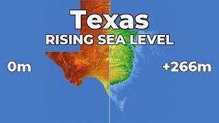(4K) Rising Sea Level - Texas 🇺🇸 🌵🌊 #geography #map #usa #texas #sealevelrise