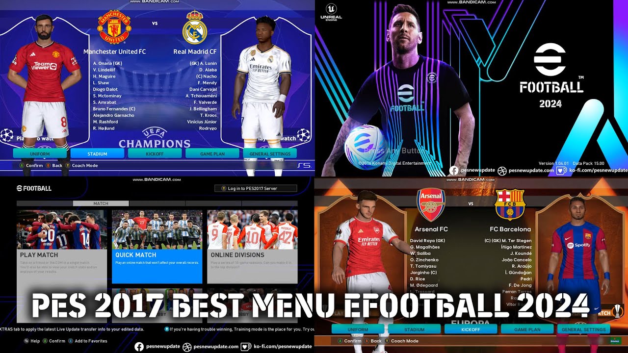 PES 2017 BEST MENU EFOOTBALL 2024 UPDATE - YouTube