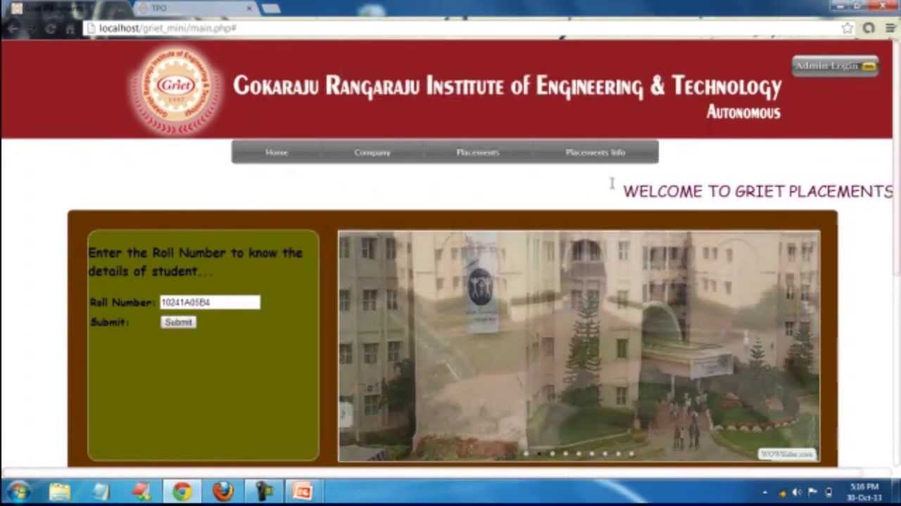 GRIETCSE14 Online Placement Cell Management - YouTube
