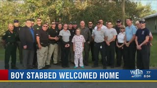 Sebring boy stabbed for talking in sleep receives heartwarming welcome home