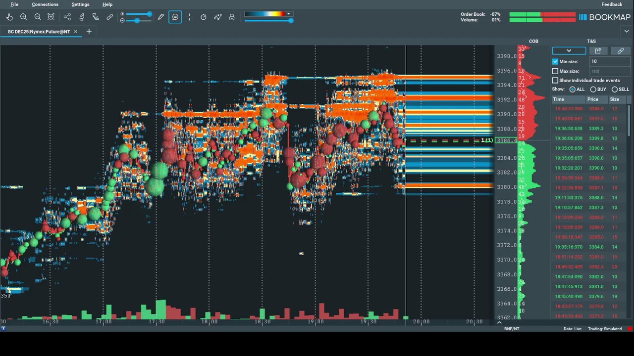 Gold Daily Bookmap Live, Dxfeed Gold, RITHMIC Feed Live Gold, Gold Future Live Gold Bookmap Live