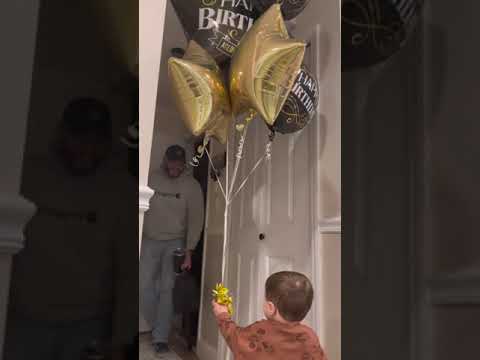 Toddler Surprises Dad With Balloons For His Birthday Shorts Shortsvideo Birthdaysurprise Dads 