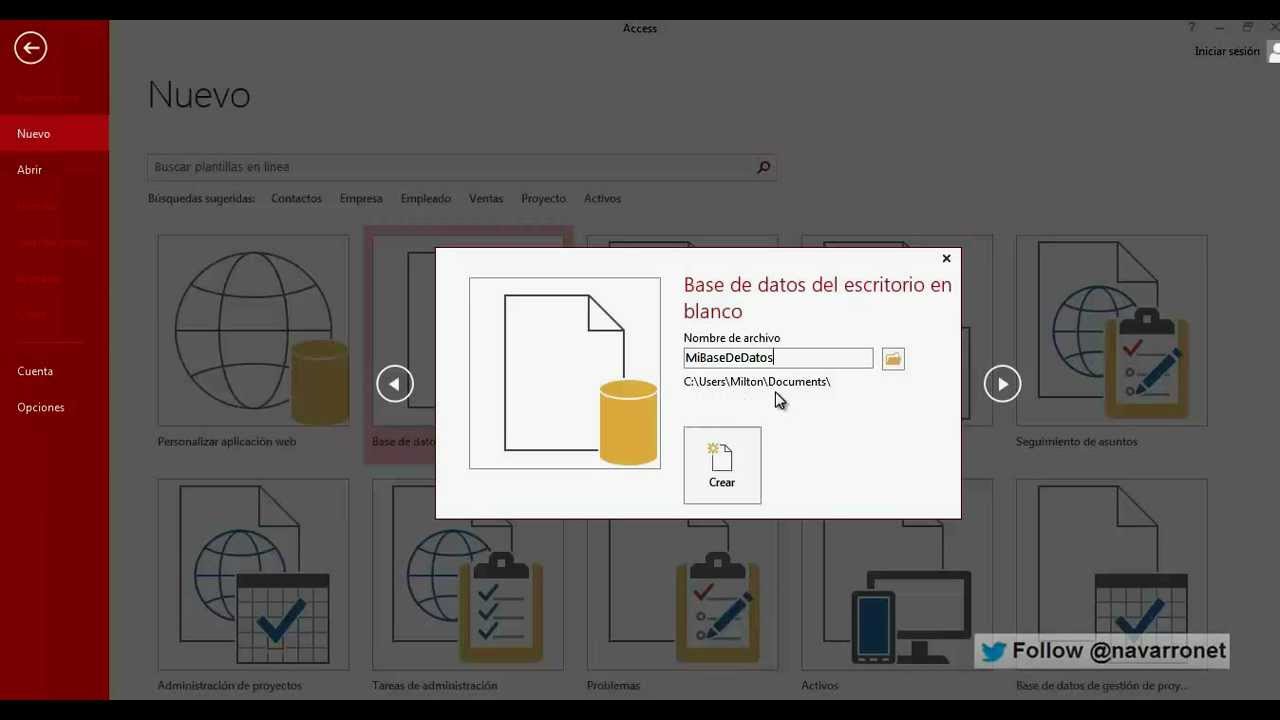 Como crear una nueva base de datos en microsoft access 2013 - YouTube