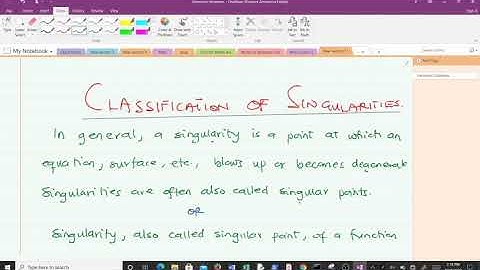 Classification of Singularities (Singular Points)