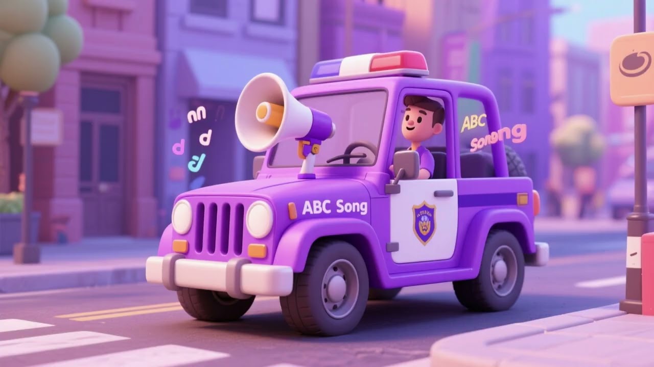 Purple Police Jeep ABC Song 🚓💜🔤 | Nursery Rhymes & Kids Songs | Learn ABCs with Vehicles