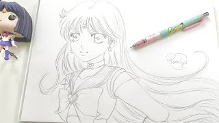 LIVE  Dessin au crayon : Sailor Mars dédicace à Sandrine et Sarah | Comment dessiner Tuto manga