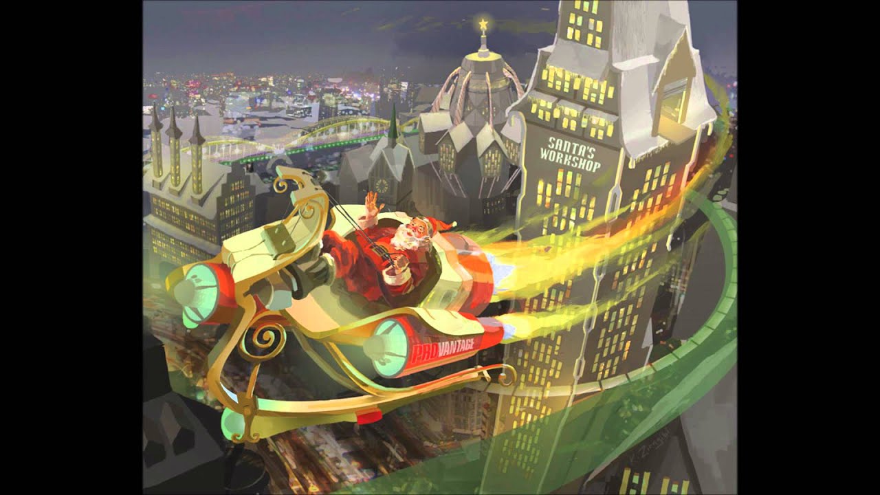 THE HOLLYBERRIES Santa's Supersonic Flying Rocket Sled CHRISTMAS POP Rudolph Reindeer Santa Claus