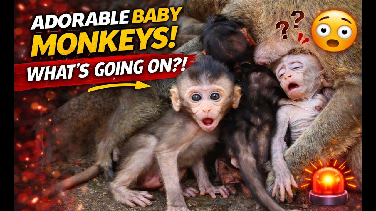 Adorable baby monkey, Triple baby monkey, Monkey Lily