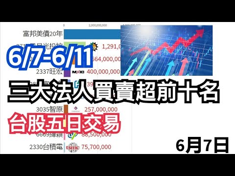 台股交易2021三大法人買賣超排名TOP10 五日交易(06/07-06/11)