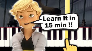 Vignette de la vidéo "Miraculous - Adrien Playing Piano (Captain Hardrock) - EASY Piano tutorial"