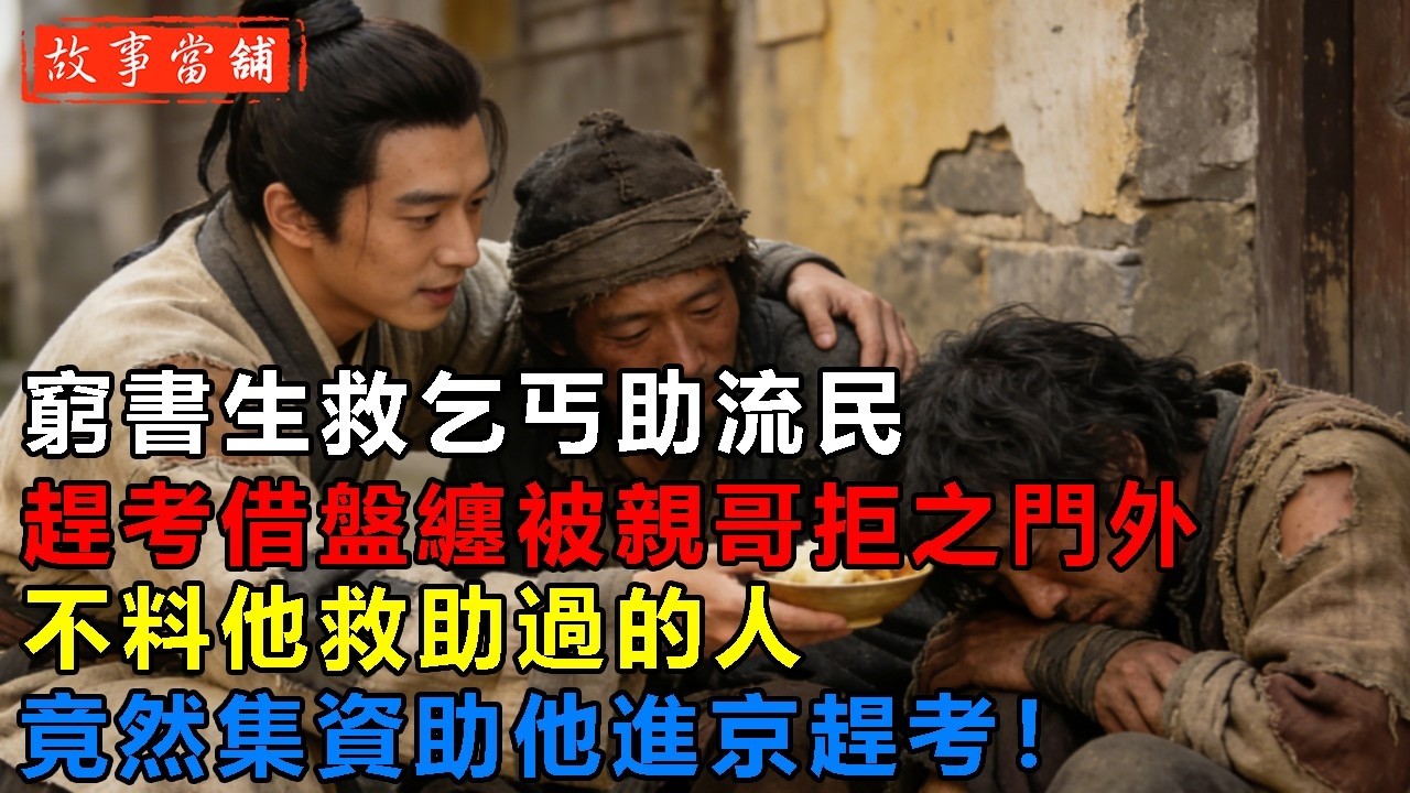 窮書生救乞丐助流民，趕考借盤纏被親哥拒之門外，不料他救助過的人，竟然集資助他進京趕考！| 民間故事 | 故事當舖