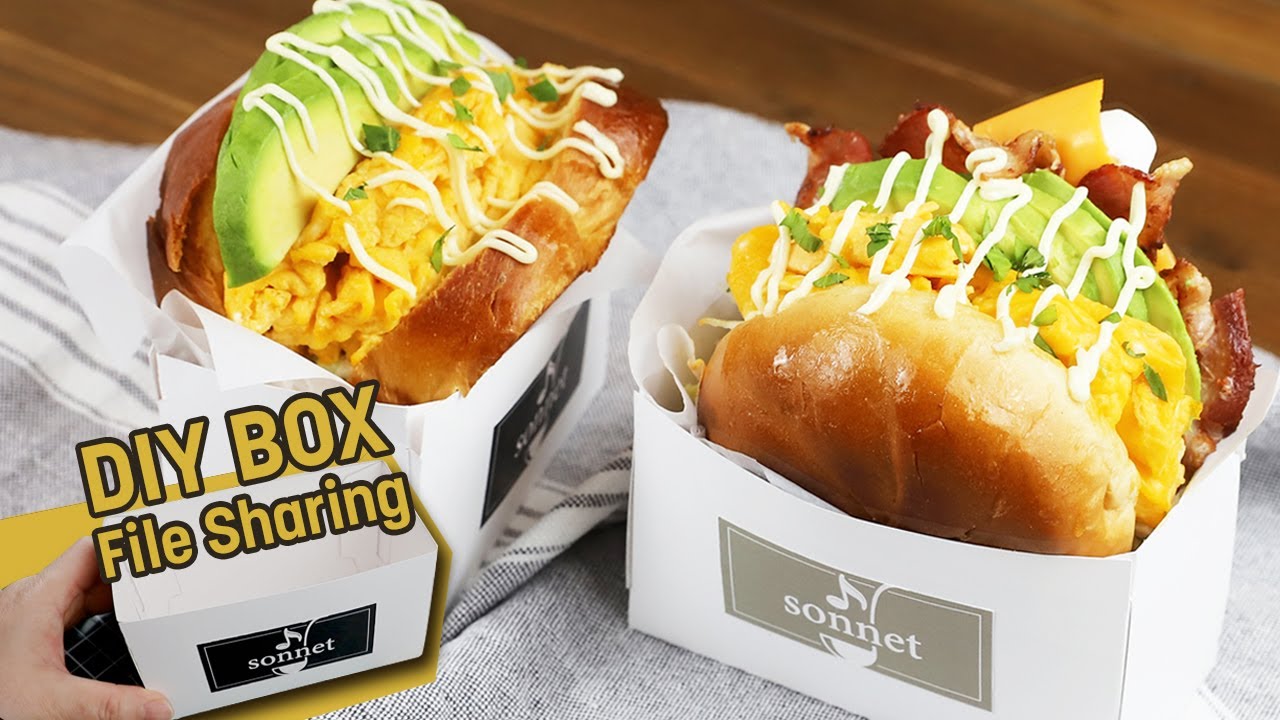 Korean Avocado Egg Drop Sandwich With DIY Box Template. Korean Street Toast
