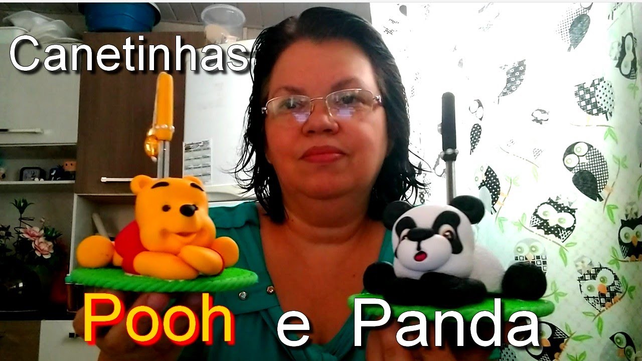 Aula de Biscuit Completa- Canetinhas Pooh e Panda