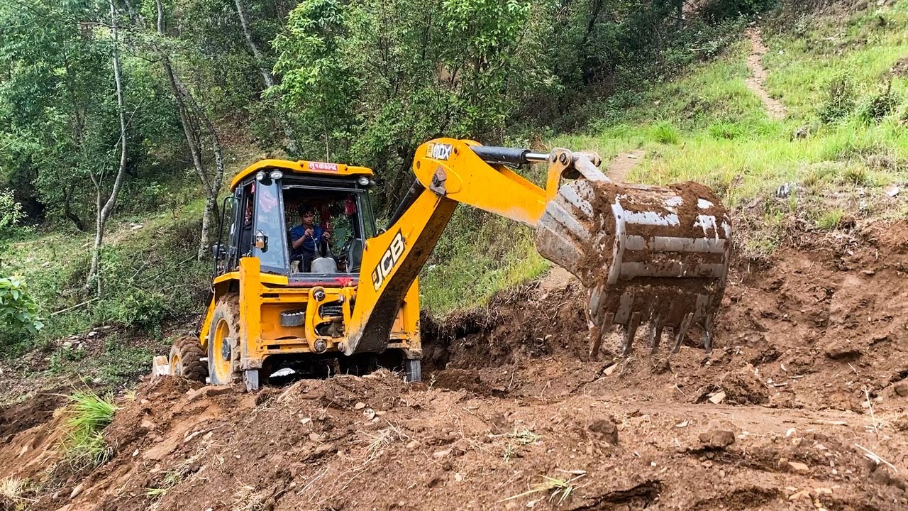 JCB 3DX in Action: Trench Digging for Road Construction | Excavator Planet