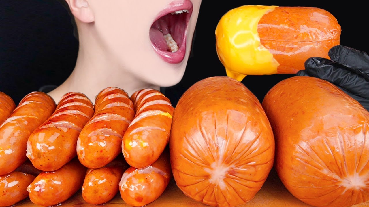 ASMR SAUSAGE CHEESY BLACK BEAN NOODLES COOKING MUKBANG 소세지 먹방 ソーセージ 咀嚼音 Sosis ไส้กรอก EATING SOUNDS