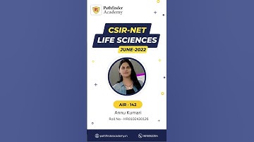 CSIR NET Life Sciences - Annu Kumari - AIR 142 - June 2022 #csirnetlifescience #lifesciences