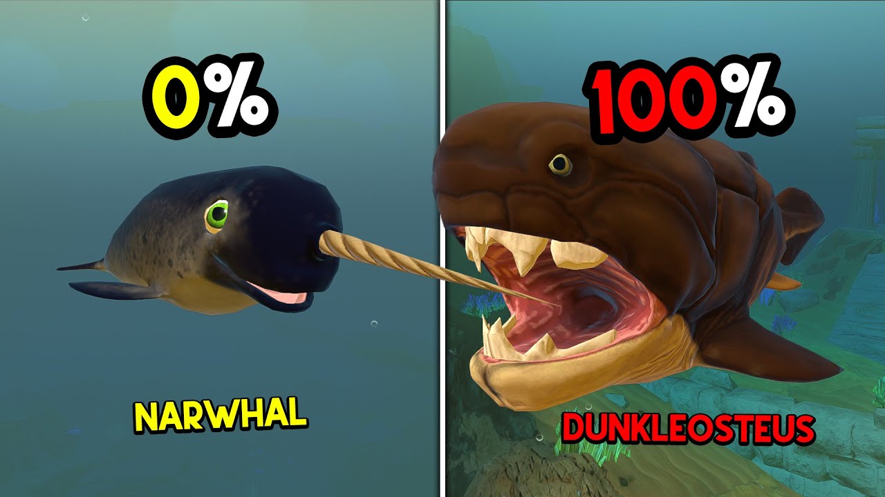 Gue Jadi Ikan NARWHAL BERTANDUK PANJANG Sampai Dapat DUNKLEOSTEUS LAPIS BAJA... Feed And Grow Fish