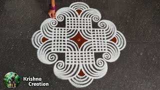 Easy Padi Kolam Design with 5x3x3 dots | Creative Rangoli | Padi Kolam Muggulu | Rangoli Kolam
