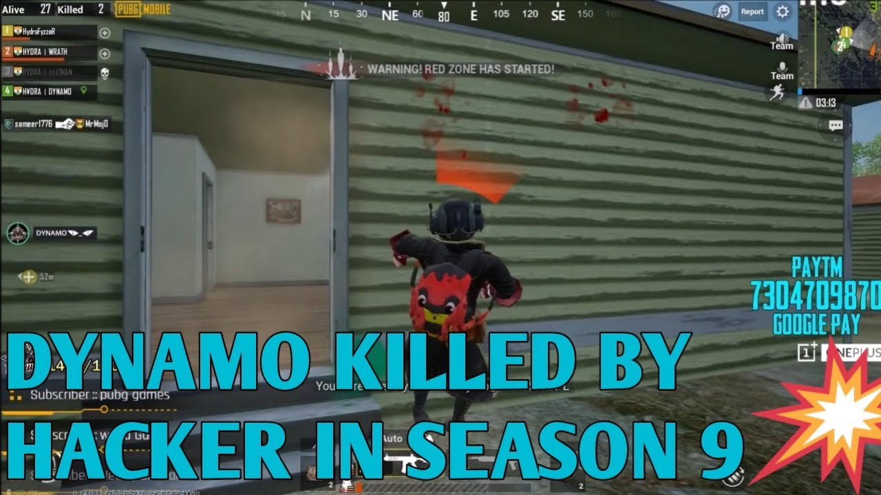 DYNAMO KILLED BY HACKER IN SEASON 9||PUBG MOBILE