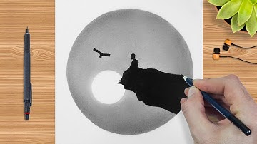 Circle Drawing : Learn How To Draw a Sad Boy Sitting Alone Pencil Drawing