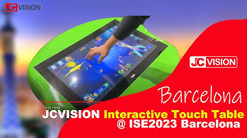 ISE 2023: JCVISION Technology Demos JCVISION Touch Display Table in Apple Shaped for Education