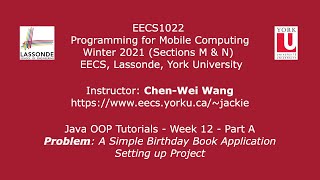 [HD] EECS1022 W21 - Java Tutorials - Week 12 - Part A - Problem: A Birthday Book Application
