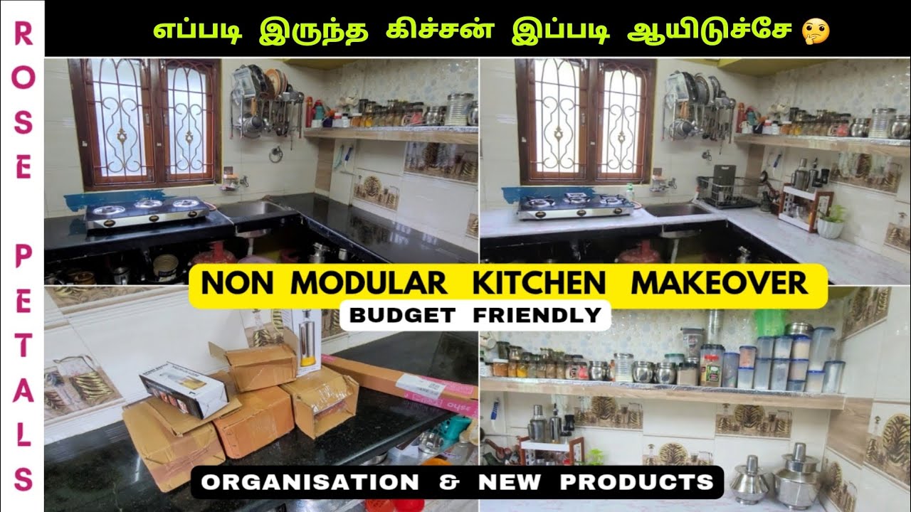 Non Modular Kitchen Makeover Budget Friendly/kitchen New Products/ Organisation  ideas /Rose Petals