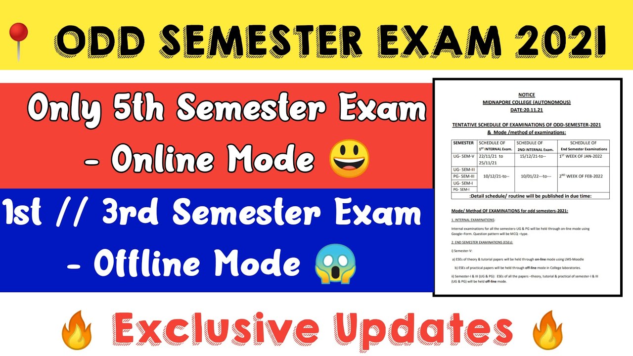 Odd Semester Exam 2021 || Only 5th Sem Online Mode & 1st/3rd Sem Offline Mode 😱 || Must Watch 💯