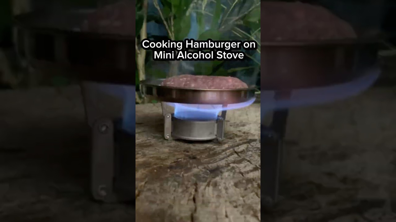 Cooking Hamburger on Mini Alcohol Stove