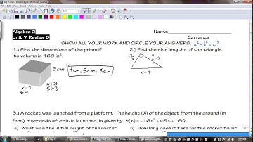 AT Algebra 2 Unit 7 Review B - Video 1