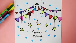 Ramadan easy drawing | Ramadan Kareem drawing | How to make Ramadan greeting card | Ramadan 2022. screenshot 5