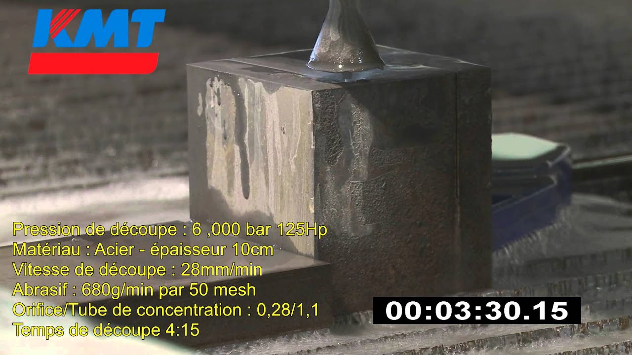 Découpe au jet d'eau - acier 10 cm - avec KMT Waterjet Systems