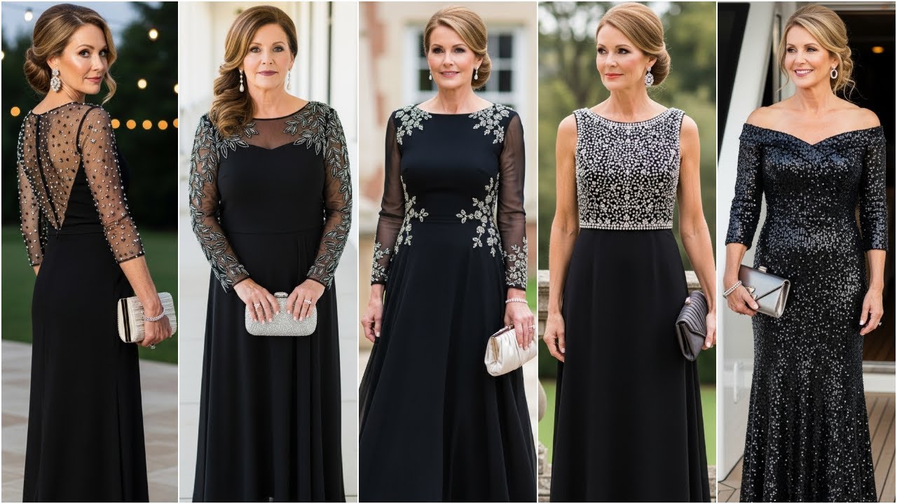 Versatile Black Evening Gowns for Mother of the Bride: From Day Ceremony to Party | Style Ideas 2025