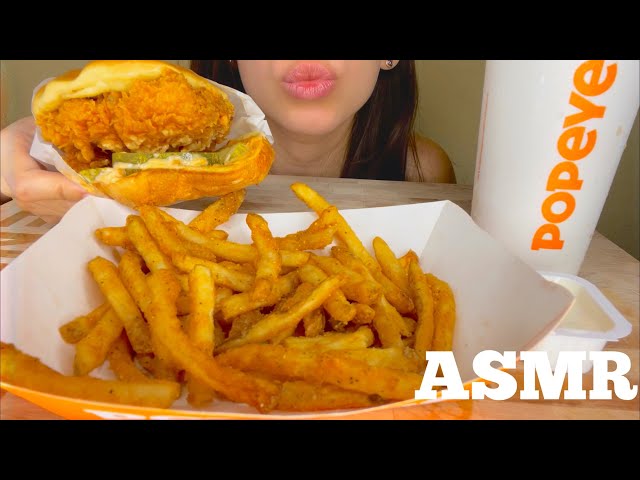 ASMR POPEYES SPICY CHICKEN SANDWICH ( Eating Sounds)