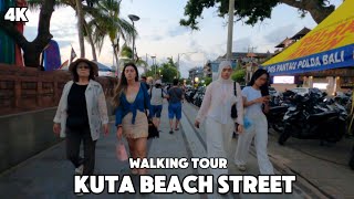 Jalan-jalan Saat Golden Hour di Pantai Kuta Bali 🇮🇩 | Suasana Matahari Terbenam hingga Malam Hari (4K)”