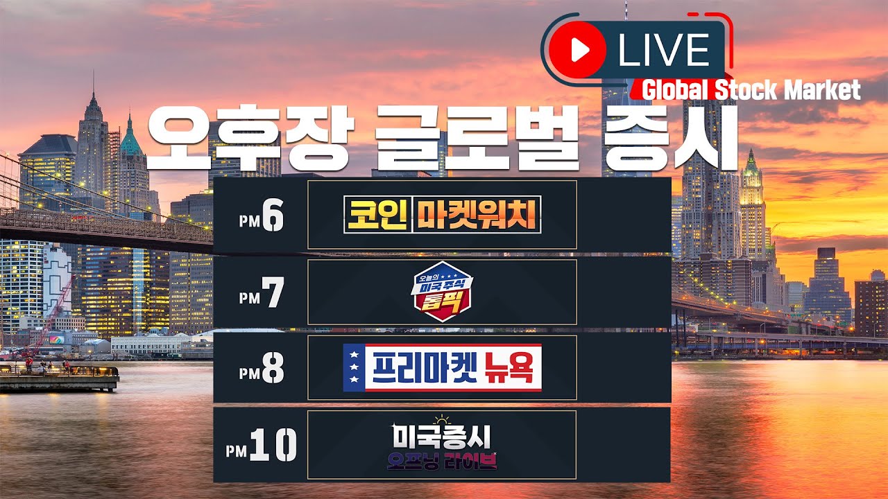 9월 15일 오후장 글로벌 증시 LIVE｜코인 마켓워치｜오늘의 미국주식 톱픽｜프리마켓 뉴욕｜미국증시 오프닝 라이브