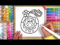 Relaxing 90's Tamagotchi Coloring 🐰 | ASMR Calm Coloring
