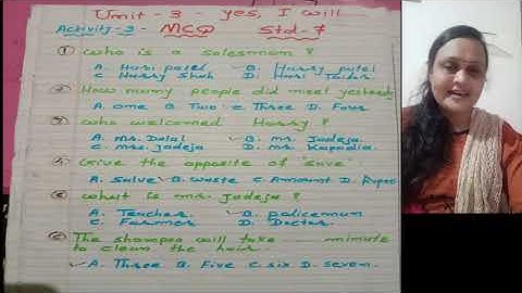 MSB-38, STD-7, UNIT-3, ACTIVITIES-3 "CAN I HAVE YOUR FIVE MINUTES?"