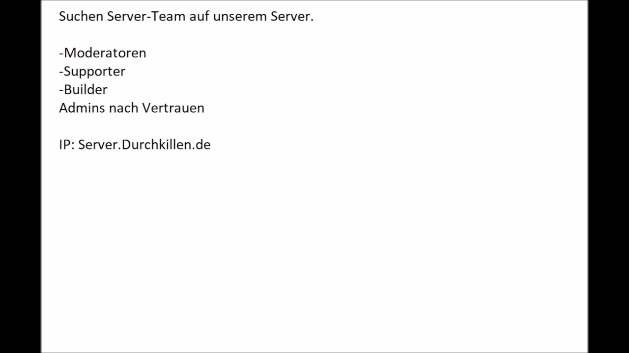 Server Team gesucht