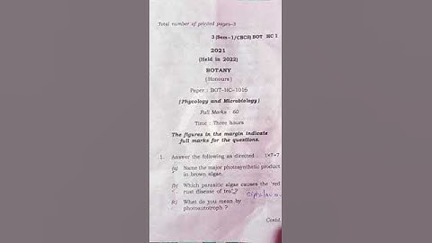 1st Sem(G.U) Botany (Major)(Phycology and Microbiology) 2022 paper